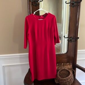 Red Antonio Melani dress. 95%polyester and 5% elastane, size 10, 3/4 sleeves.